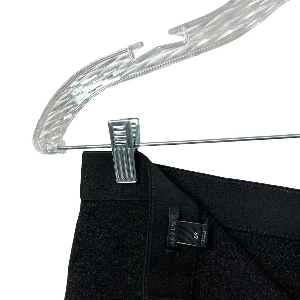 J. Crew Women Pixie Pants Ponte Stretch Mid Rise Back Zipper Charcoal Grey 8R*